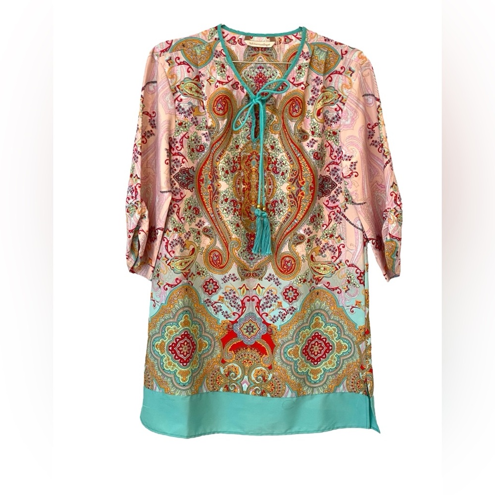 Soft Surroundings Pink & Teal Paisley Tunic